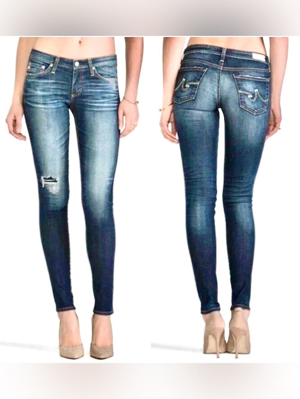 AG ADRIANO GOLDSCHMIED SKINNY LEGGING DENIM JEANS 11 YEARS REPAIR DISTRESSED 26